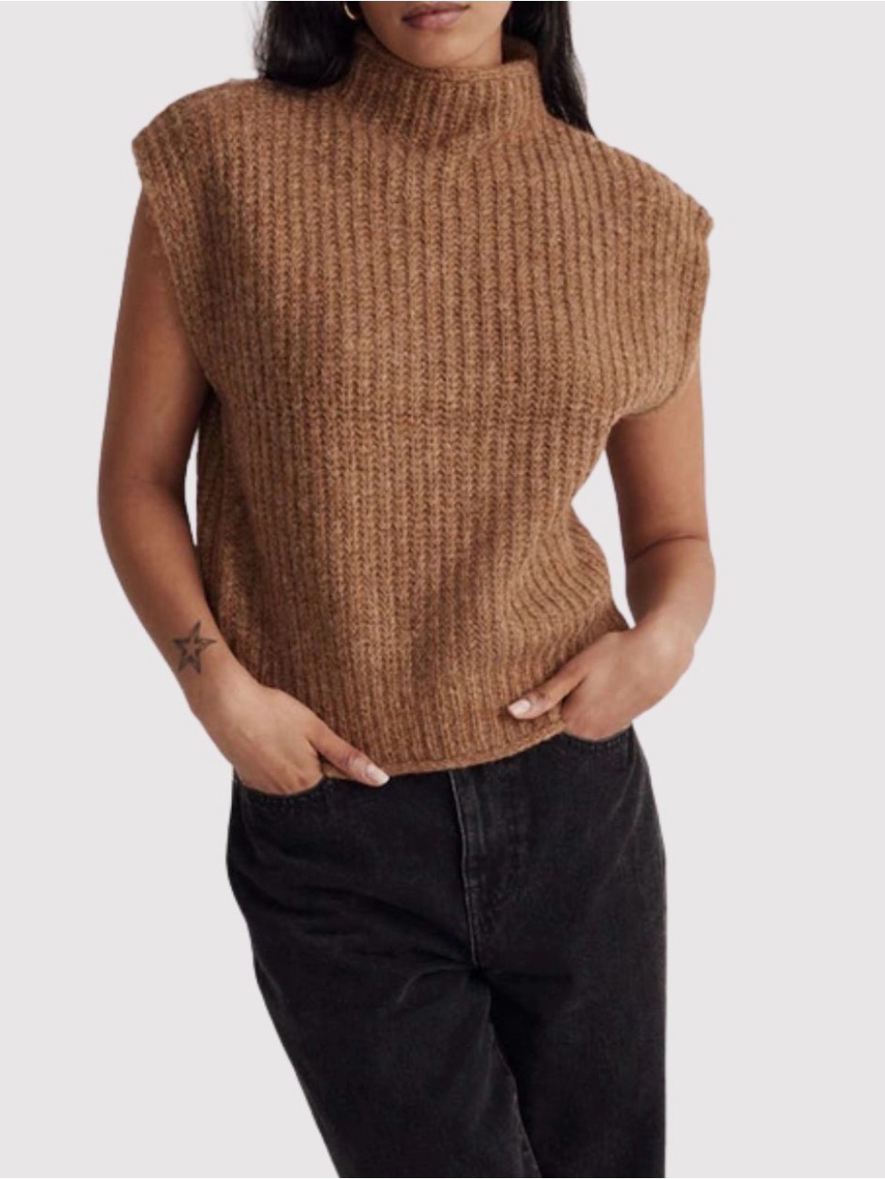 Gorgeous Madewell Brown Wool Blend Sleeveless Sweater Top Euc